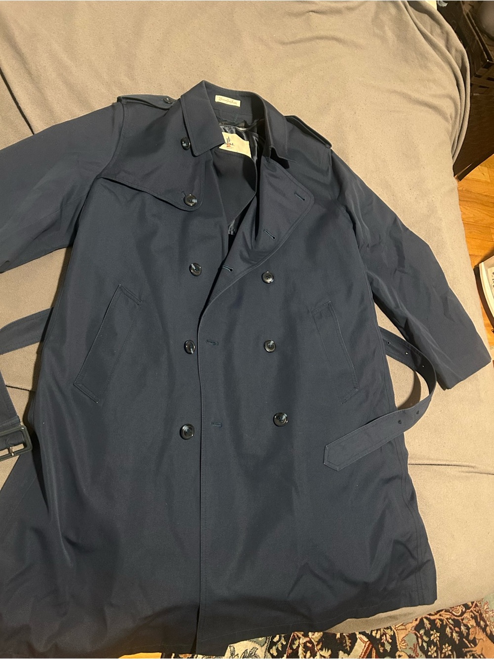 Trench Coat Misty Harbor size 42R long overcoat with lining